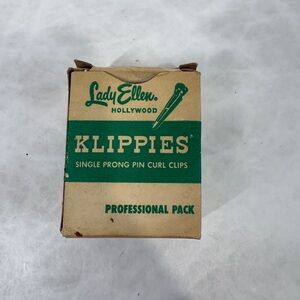 Lady Ellen Hollywood Klippies Single Prong Pin Curl Clips - Green & Cream Box